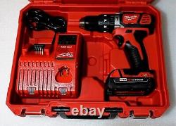 New Milwaukee 2607-059 M18 Cordless 1/2 in. Hammer Drill/Driver Set 220V charger