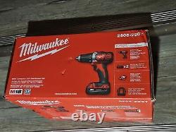 New Milwaukee M18 Compact 1/2 Drill/Driver Kit 2606-22CT 2 Batteries Charger +