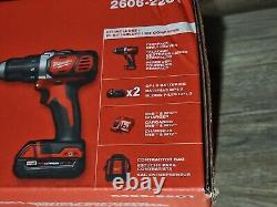 New Milwaukee M18 Compact 1/2 Drill/Driver Kit 2606-22CT 2 Batteries Charger +