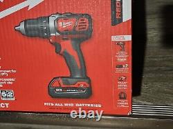 New Milwaukee M18 Compact 1/2 Drill/Driver Kit 2606-22CT 2 Batteries Charger +