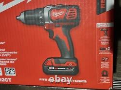 New Milwaukee M18 Compact 1/2 Drill/Driver Kit 2606-22CT 2 Batteries Charger +