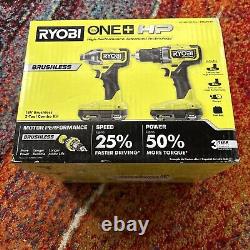 New! RYOBI PBLCK01K ONE+ HP 18V Brushless Cordless 1/2 Drill Impact Driver Kit