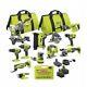One+ 12-tools 18v Cordless Combo Kit With (3) Batteries, Charger, +300 Pieces