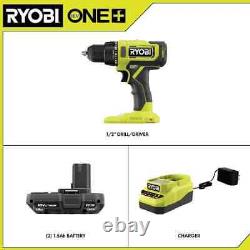 One+ 18V Cordless 1/2 In. Drill/Driver Kit with (2) 1.5 Ah Batteries and Charger