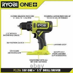 One+ 18V Cordless 1/2 In. Drill/Driver Kit with (2) 1.5 Ah Batteries and Charger