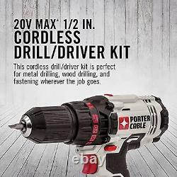 PORTER-CABLE 20V MAX Cordless Drill/Driver, 1/2-Inch, Tool Only (PCC601LB)
