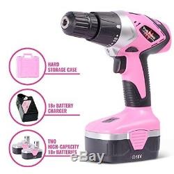 Pink Ladies Power Tool Combo Set Cordless Drill Driver Electric Screwdriver Kit