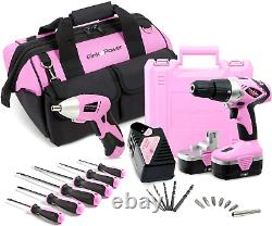 Pink Power 18V Cordless Drill Driver & Electric Screwdriver Combo Kit with Tool