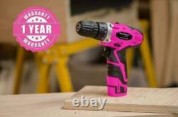 Pink Power PP121LI 12V Cordless Drill & Driver Tool Kit for Women-
