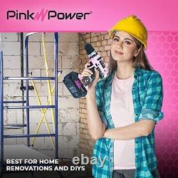 Pink Power Pink Drill Set for Women 20V Cordless Drill Driver Tool Kit for Wo