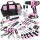 Pink Tool Kit 236-piece With Cordless 20v 2000mah Power Drill Driver, Lady's