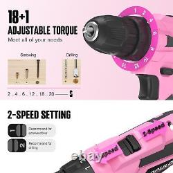 Pink Tool Kit 236-Piece with Cordless 20V 2000mAh Power Drill Driver, Lady's