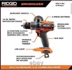 RIDGID 18V Brushless Cordless 1/2 in. Hammer Drill/Driver (Tool Only)