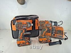 RIDGID 18V Cordless 2-Tool Combo Kit Drill/Driver, Impact Driver Used Set -