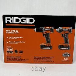 RIDGID R92721 18V Cordless 2-Tool Combo Kit with Drill/Driver, Impact Driver