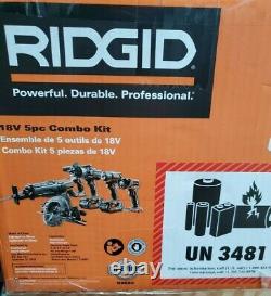 RIDGID R9652 18V 5 Piece Tool Kit With 2 Battery's, 1 Charger