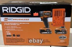 RIDGID R97801 18V Subcompact Brushless 2-Tool Drill Driver Battery Combo Kit