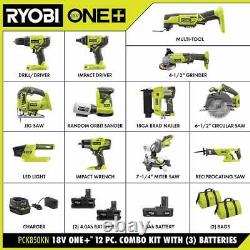 RYOBI 12-Tool Combo Kit Cordless Batteries Charger 300-Piece Drill Drive Kit