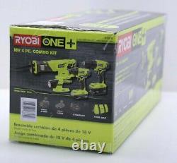 RYOBI 18-Volt ONE+ Lithium-Ion Cordless 4-Tool Combo Kit P1818 -Brand New Sealed