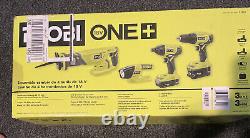 RYOBI 18-Volt ONE+ Lithium-Ion Cordless 4 Tool Combo Kit P1818 New With Batteries