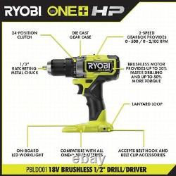 RYOBI Drill/Driver 18V Brushless LED Cordless 1/2 in Li-Ion Keyless (Tool Only)