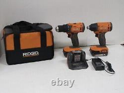 Ridgid Tools 2-Piece 18V R86001 1/2'' Drill, R86002 1/4'' Impact Driver Kit Set
