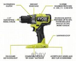 Ryobi Drill Driver 18-V+Cordless+Brushless+Led Light+Variable Speed (Tool-Only)