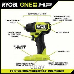 Ryobi Impact Driver and Cut-Off Tool, (2) Batteries, Charger, And Bag Compact