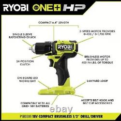 Ryobi ONE+ 18V Drill/Driver 2-Tool Combo Kit PCL1200K2