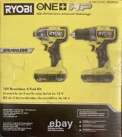 Ryobi PBLCK01K 18V BRUSHLESS 1/2in Drill/Driver & Impact Drill Driver 2 Tool Kit