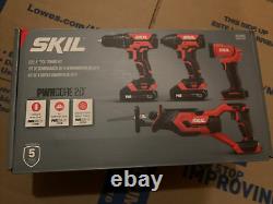 Skil CB739601 20V 4-Tool Combo Kit Drill, Impact Driver, Reciprocating Saw, Light