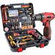 Tool Set Drill Cordless Household Power Tools With Driver Hammer Wrenches Pliers