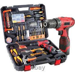 Tool Set Drill Cordless Household Power Tools with Driver Hammer Wrenches Pliers