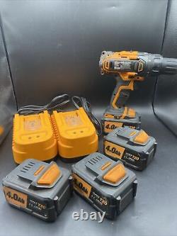 Triton T20 Drill Driver With 4 Batteries And 2 Chargers Used