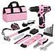 Workpro 12v Pink Cordless Drill Driver And Home Tool Kit 61-piece Hand Tool S