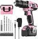 Workpro Pink Cordless 20v Lithium-ion Drill Driver Set, 1 Drill