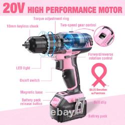 WORKPRO Pink Cordless 20V Lithium-ion Drill Driver Set, 1 Drill