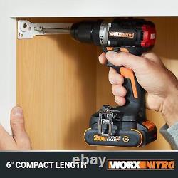 Worx Nitro 20V Cordless 1/2 Drill Driver with Brushless Motor, Compact &