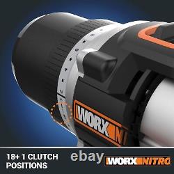 Worx Nitro 20V Cordless 1/2 Drill Driver with Brushless Motor, Compact &