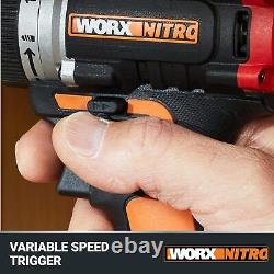 Worx Nitro 20V Cordless 1/2 Drill Driver with Brushless Motor, Compact &