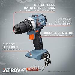 X2 20 Volt Max 1/2-Inch Cordless Drill Driver Tool Set, Brushless Motor, 45