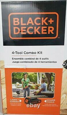 Black+decker 20v Max Cordless Drill 4-tool Combo Kit (bd4kitcdcrl) Nouveau Scellé