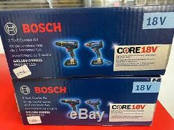 Bosch Core18v 2-power Tool Tool Kit Combo Avec Étui Souple (2-piles Comprises)
