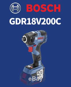 Bosch Gdr 18v-200c Perceuse À Percussion 200nm 3,400rpm 126mm Ec Brushless Nu Outil Uniquement