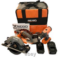 Ensemble combo RIDGID R9207 de 2 outils avec perceuse/visseuse, scie circulaire et batteries 18V