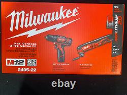 Ensemble combo sans fil Milwaukee M12 avec 2 outils: perceuse-visseuse 3/8 et outil multifonction 2495-22.