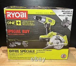 Ensemble d'outils RYOBI ONE+ 18V 2 outils 1/2 perceuse-visseuse & scie circulaire 5-1/2 pouces Nouveau