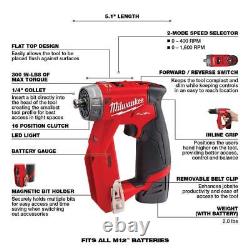 Ensemble de perceuse/visseuse Milwaukee 4-en-1 3/8 12V Li-Ion avec mandrin sans clé et batterie 6.0Ah