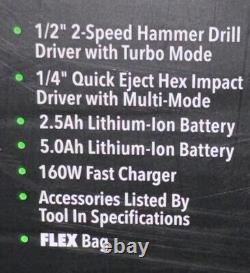 Ensemble perceuse à percussion sans fil 2 vitesses et tournevis à percussion Flex FXM202-2B 24V