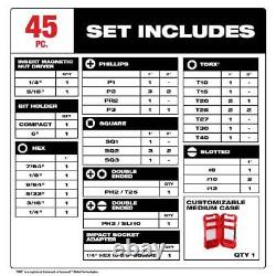 Ensemble perceuse/visseuse compacte Milwaukee sans fil avec jeu d'embouts de tournevis (45 pièces)